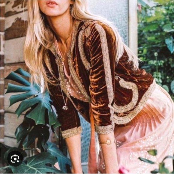 Chasing Unicorns California Sunset Deep Brown Cropped Jacket - Picture 9 of 10